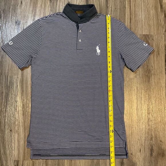 POLO GOLF Ralph Lauren Gray Stripe POLO SHIRT Citi‎ Mens Size Small big Pony - Picture 9 of 10